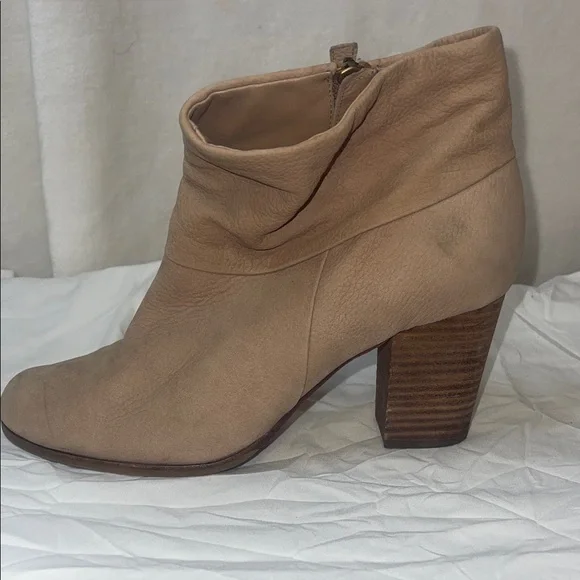 Cole Haan Beige Leather Ankle Booties with Stacked Heel - Picture 7 of 11